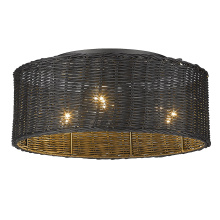 Golden 1084-FM BLK-BW - Golden Lighting Erma 3-light Flush Mount in Matte Black
